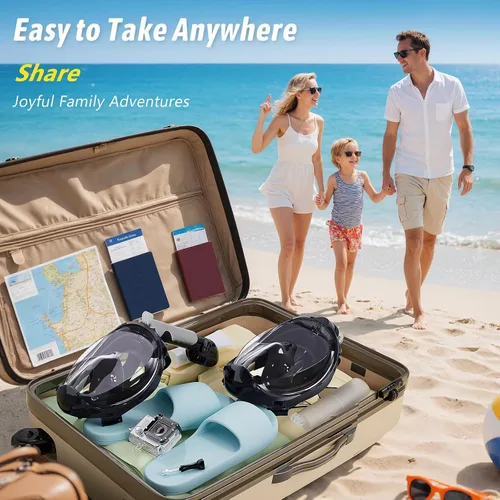 Vista 8 de Greatever G2 Adults Kids Full Face Snorkel Mask 2 Pcs,Snorkeling Gear with Latest Dry Top System,Foldable 180 Degree Panoramic View,Safe