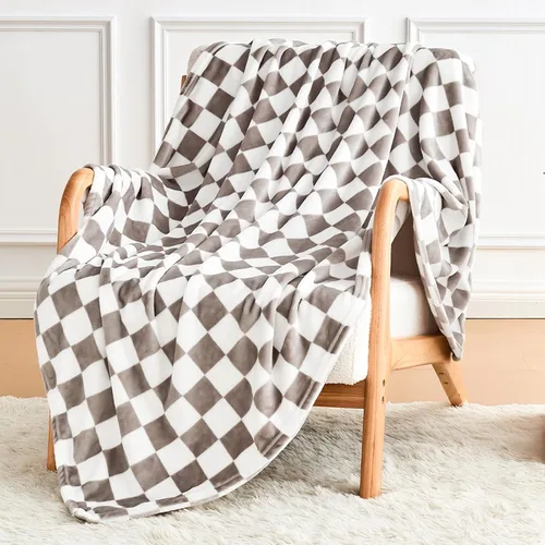 Vista 13 de Edenleaf - Manta de forro polar a cuadros negros para sofá, cálida decoración del hogar Ultra Soft Cozy Fuzzy Blanket for Bed Sofa, Fluffy