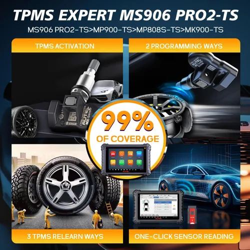 Vista 3 de Autel MaxiSYS MS906 PRO2-TS OBD2 escáner TPMS completo herramienta de diagnóstico de codificación full vehicle systems 36+ service functions Auto