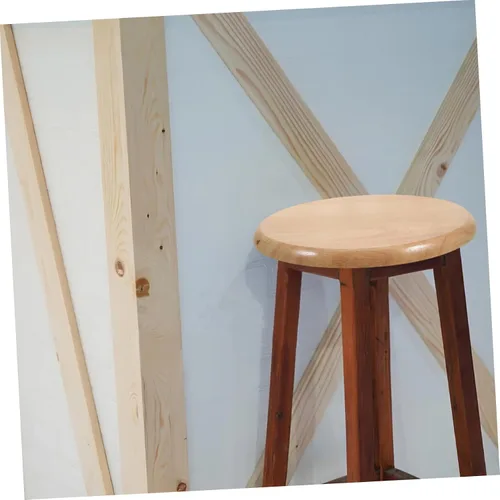 Vista 5 de SEWACC Taburetes de bar Taburete Silla de madera de repuesto Asiento de silla redonda Accesorio de asiento para metal s 29.5CM Paso plegable Madera