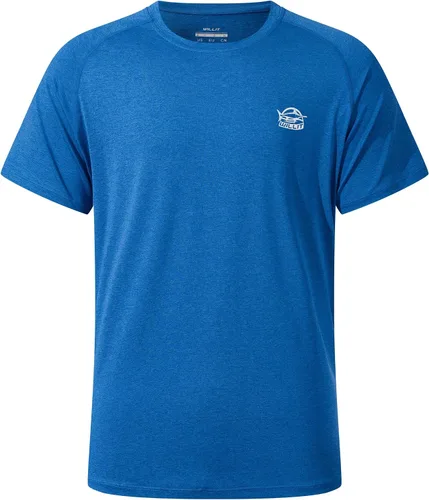 Vista 25 de Willit Camiseta de protección solar con capucha para hombre, manga corta, UPF 50+, FPS, secado rápido, resistente al agua Verde fluorescente