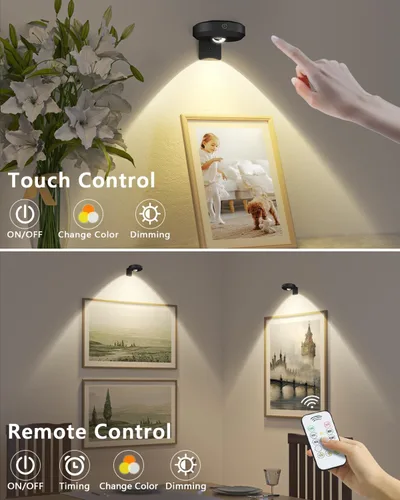 Vista 3 de WILLED Luces de Imagen para Pared, Luces de Marco Recargables con Batería Operadas de 1200mAh, Luces de Disco con Control Remoto, Iluminación