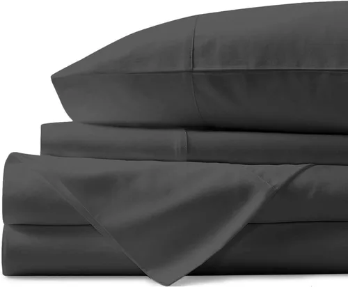 Vista 38 de Juego de cama de 5 piezas, 100% algodón egipcio de 600 hilos, fundas de almohada y sábana bajera con bolsillo extra profundo, ropa de cama suave