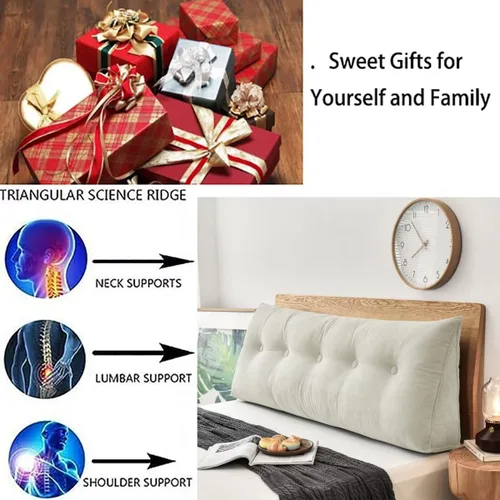 Vista 4 de Cabecera triangular grande con respaldo de cuña y respaldo de posicionamiento, almohadas de lectura, almohadas de cuña para cama de día, litera