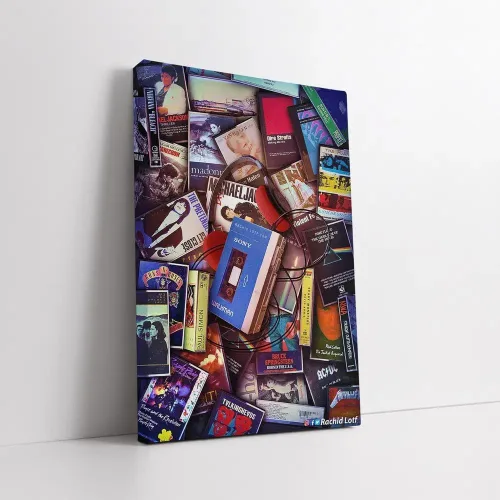 Vista 2 de La magia de los casetes y Sony Walkman: una inmersión en los años 80 retro - Impresión artística de pared, pintura para decoración del hogar