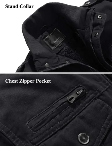 Vista 3 de EKLENTSON Men's Thick Thermal Winter Jacket with Multi Pockets Zip Front Fleece Lined Military Jacket for Men