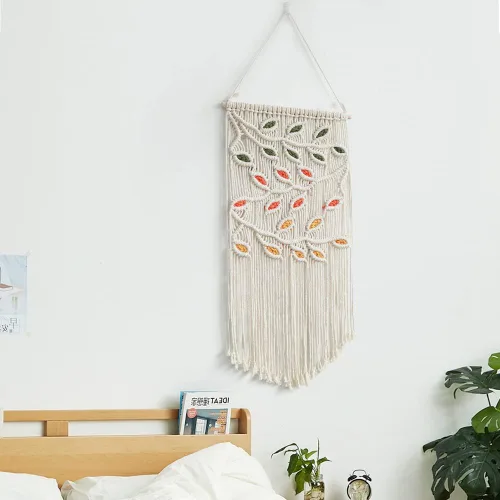 Vista 3 de BMIDRUT Tapiz colgante de macramé, tejido a mano, atrapasueños, decoración de pared para el hogar, frontón de 16 x 30 pulgadas