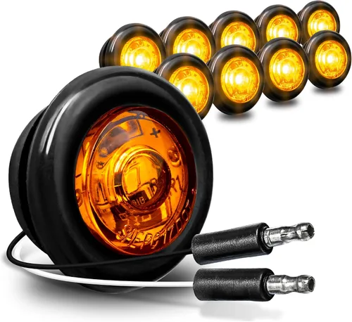 Vista 23 de TRUE MODS Luz de marcador LED redonda ámbar de 3/4 pulgadas para remolque 12V [DOT FMVSS 108] [SAE P2PC] [Salida semiesférica] [Impermeable IP67]
