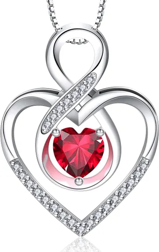 Vista 10 de RIVIKO Collar con símbolo de corazón infinito para mujer, plata de ley 925, dije de corazón de amor, día de la madre, aniversario, cumpleaños