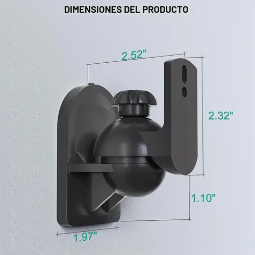 Vista 3 de WALI Soporte de altavoz de sonido envolvente pequeño con ángulo de Negro
