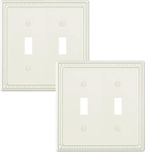 Vista 122 de Paquete de 2 cubiertas de placa de interruptor de luz de doble palanca, cubiertas decorativas de placa de doble interruptor Pearls, placa de pared