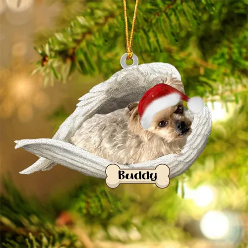Vista 19 de Afghan Hounds - Adorno de Navidad con alas de ángel durmiente, recuerdo personalizado para perros 2024, adorno de forma acrílica, regalos