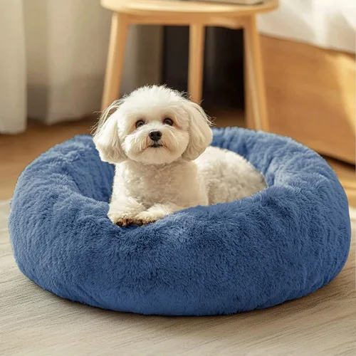 Vista 18 de JOLLYVOGUE - Cama para perros y gatos, cama relajante y antiestrés para mascotas y perros pequeños, cojín esponjoso en forma de dona para mascotas
