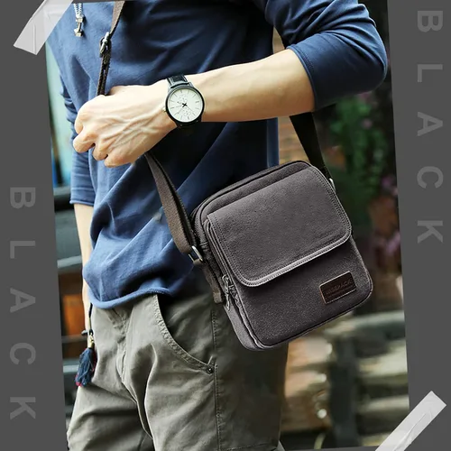 Vista 2 de Bolso cruzado para hombre bolso lateral para hombre bolso de hombro para hombres y mujeres pequeño bolso de mensajero de lona para teléfono