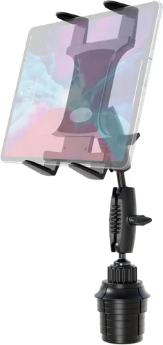 Vista 2 de ARKON Mounts - Soporte para tablet de agarre delgado con soporte doble robusto para taza de automóvil, soporte universal para tableta, soporte