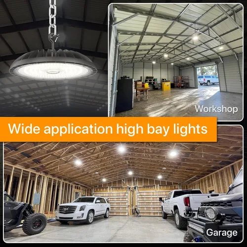 Vista 6 de Luces LED regulables de alta bahía de 150 W - 22500 LM, 2 unidades, 0-10 V regulables, blanco brillante de 5000 K para granero, garaje y taller