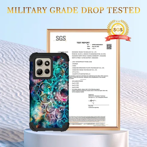 Vista 2 de Hocase for Moto G Power 2026 Case, Shockproof Heavy Duty Protection Soft Silicone Rubber Bumper+Hard Plastic Hybrid Protective Phone Case - Mandala