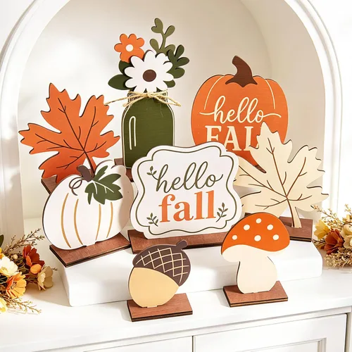 Vista 9 de Decoraciones de Acción de Gracias, decoraciones de mesa de otoño, papel 3D de pavo, panal de abeja para otoño, cosecha, fiesta, cocina, mesa