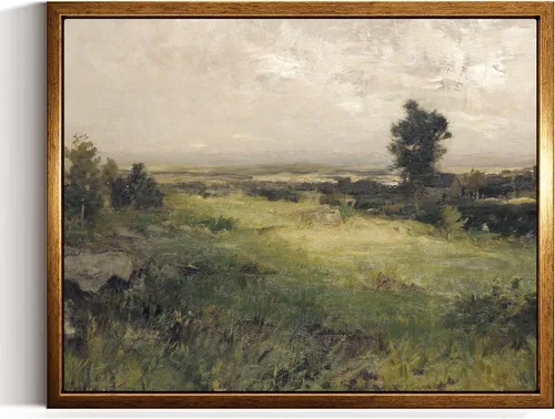 Vista 62 de InSimSea Arte de Pared en Lienzo Vintage con Marco Dorado Dama del Siglo XVII en Vestido Blanco Tono Oscuro 12 x 16 pulgadas, Retrato Melancólico