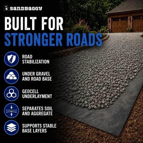 Vista 7 de Sandbaggy Tela geotextil no tejida de 8 onzas para paisaje, fabricada en Estados Unidos, tela de grado industrial con protección UV de 50 años