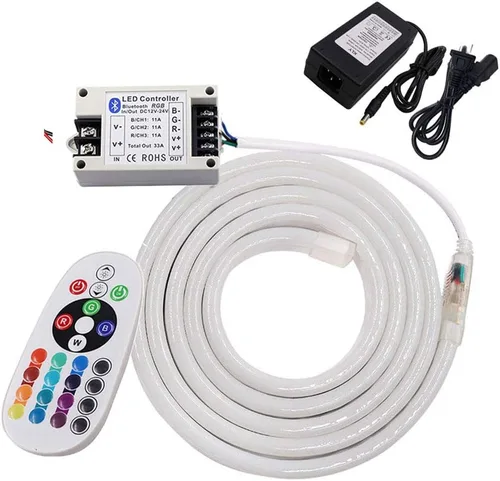 Vista 9 de Cuerda de luz LED RGB de neón, control Bluetooth, impermeable, cambio de color, 12 V, 5050, luces LED flexibles de tubo de neón con control remoto