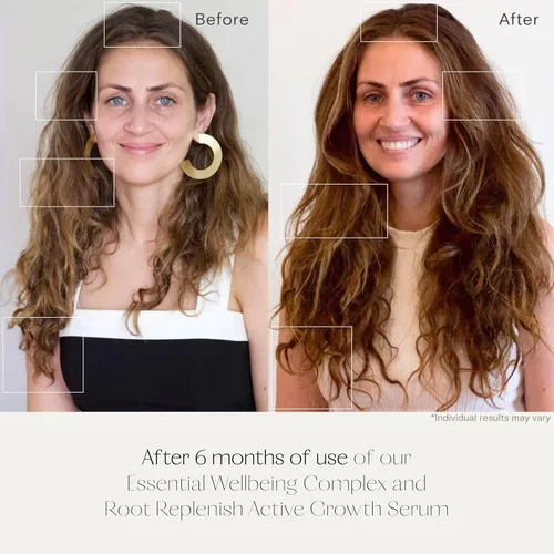 Vista 4 de Healthy Hair Growth Duo, Complejo de bienestar 7 en 1 Suplemento para mujer (120 cápsulas, suministro para 30 días) + suero de crecimiento activo