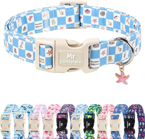 Vista 13 de MR.CHUBBYFACE· Collar de perro de San Valentín azul, lindo collar de cachorro con lazo azul, collar ajustable de algodón para mascotas con hebilla