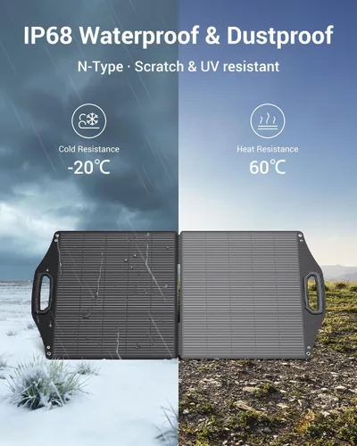 Vista 6 de BigBlue Panel Solar de 100W con USB-C (45W PD) + USB-A (Carga Rápida 18W) y Puertos MC-4, Resistente al Agua IP68, Accesorios Esenciales