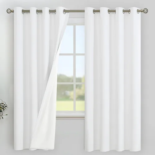 Vista 146 de YoungsTex - Cortinas 100% opacas para dormitorio, con aislamiento térmico y ojales, cortinas oscuras negras con capa pesada para ventana de sala