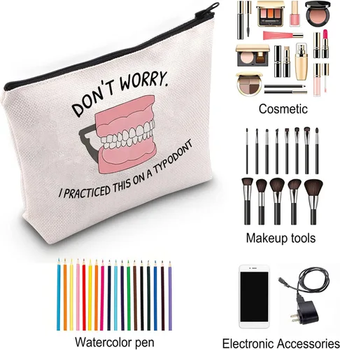 Vista 5 de ZJXHPO Kit de supervivencia para dentistas - Bolsa de maquillaje y artículos de tocador para higienista dental para mujer, Typodont, No