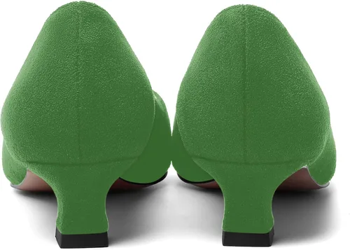 Vista 4 de AMBELIGHT Zapatos de vestir de oficina con punta cuadrada para mujer, zapatos de vestir casuales de gamuza con tacón bajo, zapatos de tacón bajo