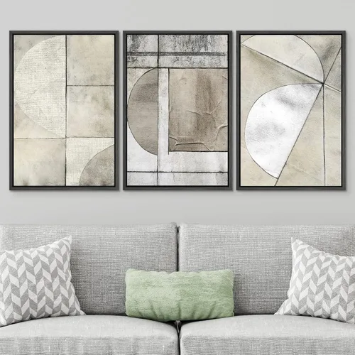 Vista 3 de SIGNWIN Framed Canvas Print Wall Art Set Duotone Pastel Grunge Polygons Abstract Geometric Illustrations Minimalism Modern Art Decorative Boho for