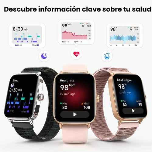 Vista 11 de ENOMIR Reloj inteligente para mujer, monitoreo de la salud del teléfono con Rosa