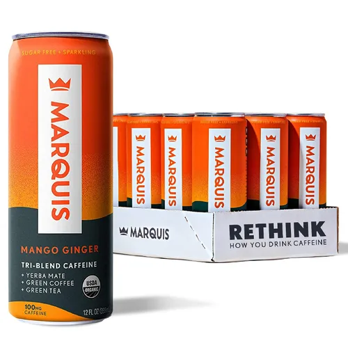 Vista 13 de Marquis - Bebida energética natural - Citrus Yuzu - Sin azúcar - 0 calorías - 100 mg de cafeína orgánica a base de plantas - Yerba Mate - Té verde