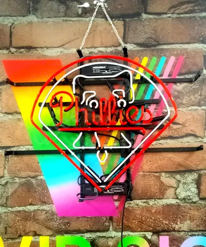 Vista 4 de Queen Sense 20"x16" Sports Phillies Neon Sign Neon Light Man Cave Neon Lamp A120PP