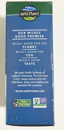 Vista 3 de Wild Planet Sardinas del Pacífico Salvaje en Aceite de Oliva Virgen Extra 4.375 Ozs. Paquete de 18