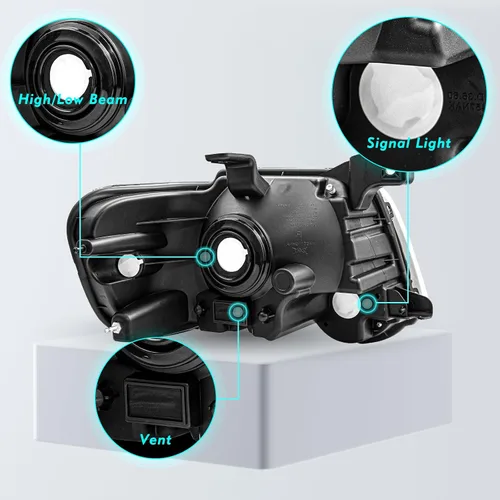 Vista 3 de Conjunto de faros delanteros TUSDAR para Ford Explorer 06-10 Carcasa negra con reflector ámbar