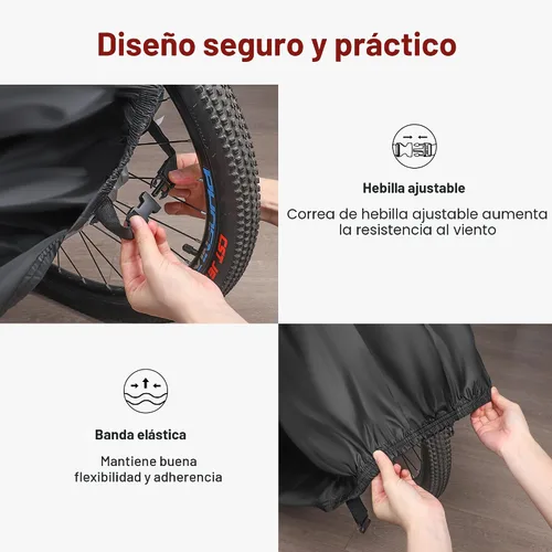 Vista 3 de Puroma Funda para bicicleta impermeable al aire libre, cubierta de bicicleta para lluvia, sol, rayos UV, polvo, viento, con agujero de bloqueo