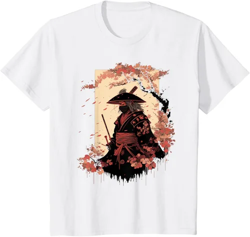 Vista 65 de Camiseta estética vintage samurái de arte japonés samurái retro cereza, Negro