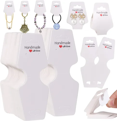 Vista 7 de 200 tarjetas de exhibición de pulsera, tarjetas para collares, tarjetas autoadhesivas de embalaje de joyería, tarjeta de venta para pequeñas Negro