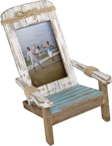 Vista 5 de EXCELLO GLOBAL PRODUCTS Marco de fotos para silla de playa: capacidad para fotos horizontales de 4 x 6. Imagen rústica para exhibición de mesa