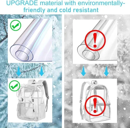 Vista 45 de Mochila transparente, aprobada por el estadio, para niñas y niños, mochila transparente de PVC resistente para mujeres y hombres