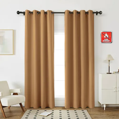Vista 18 de Fcosie Cortinas ignífugas de 54 pulgadas de largo (2 paneles, beige), cortinas opacas 80% para dormitorio, sala de estar, cortina de oscurecimiento
