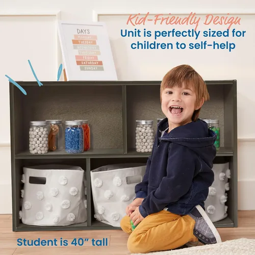 Vista 5 de ECR4Kids Streamline - Armario de almacenamiento de 5 compartimentos de una cara, 24 pulgadas, muebles para niños, gris lavado