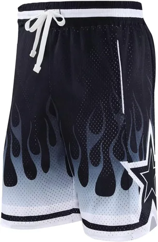 Vista 3 de BOOMLEMON Pantalones cortos de baloncesto para hombre, pantalones cortos deportivos de entrenamiento casual con estampado gráfico de malla