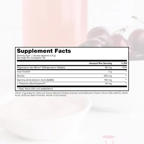 Vista 2 de Pure Therapro Rx Just Relax Cherry - 60 porciones Apoya el estado de ánimo relajado y la presión arterial saludable Mio-inositol, malato