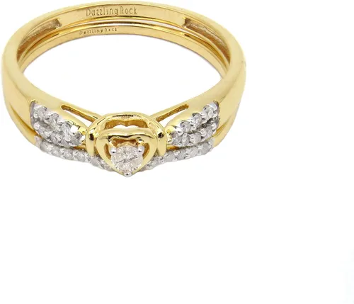 Vista 3 de Dazzlingrock Collection Anillo de compromiso nupcial en forma de corazón de oro de 10 quilates con diamantes de 0.25 quilates (ctw) 14 CT