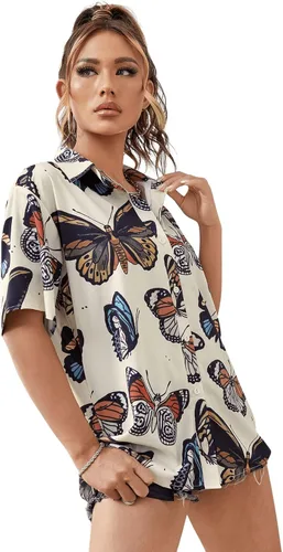 Vista 3 de SweatyRocks - Camiseta de manga corta con estampado de botones para mujer