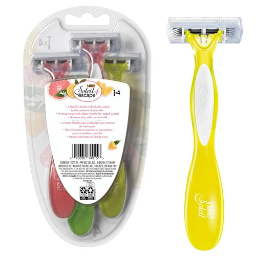 Vista 2 de BIC Soleil Escape - Maquinillas de afeitar desechables perfumadas para mujer, 4 cuchillas, afeitado cómodo, mango con aroma cítrico para mujer, 4