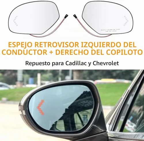 Vista 2 de Saihisday Espejo calefactable lateral izquierdo y derecho con señal de giro LED 2007-2014, repuesto para Cadillac Escaladeb Chevy Avalanche GMC